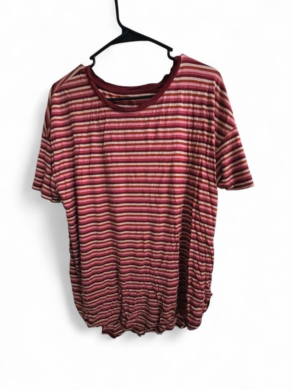 Striped Pink & Wine Short Sleeve Tee - Picture 2 of 3